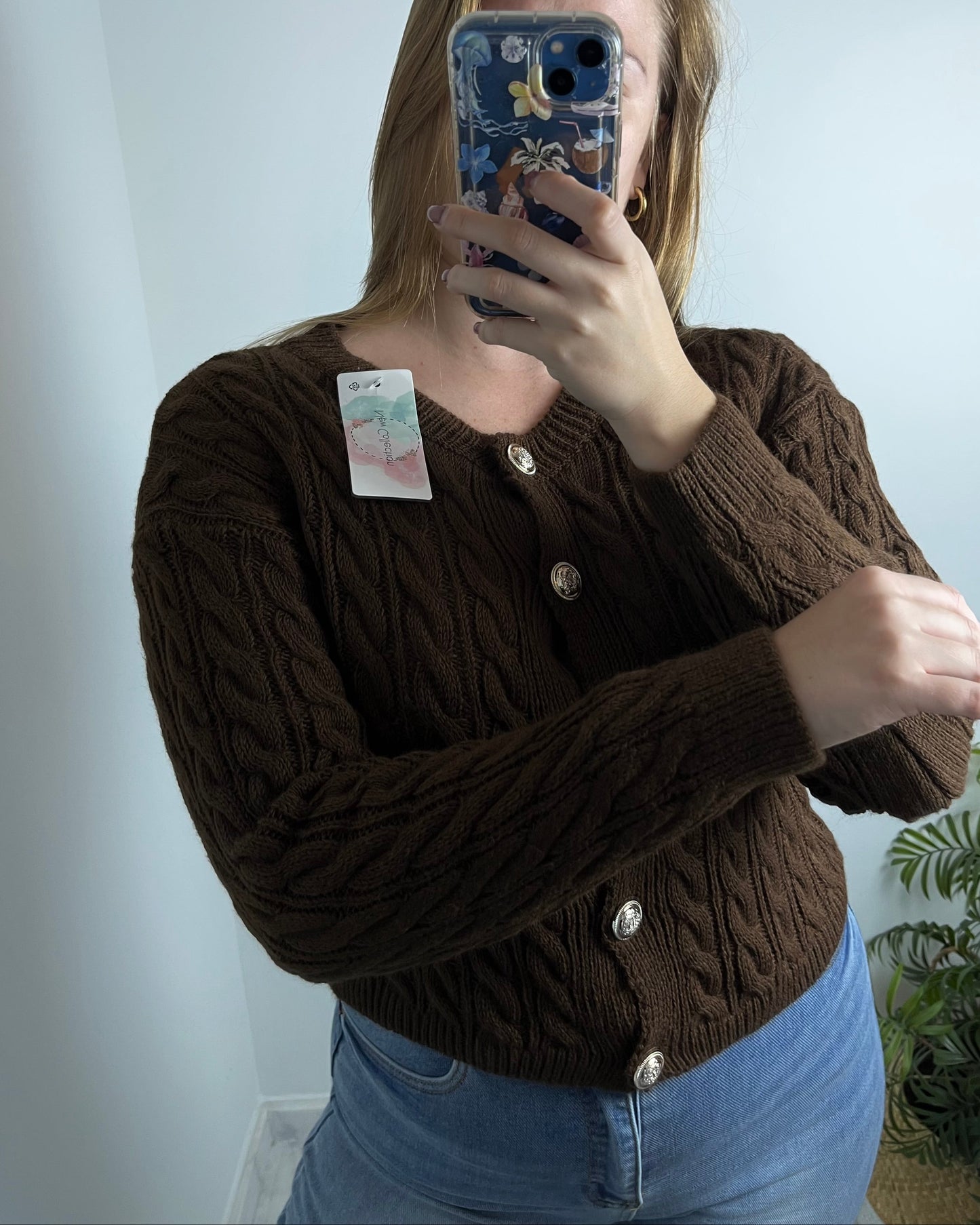 Cárdigan de punto marrón