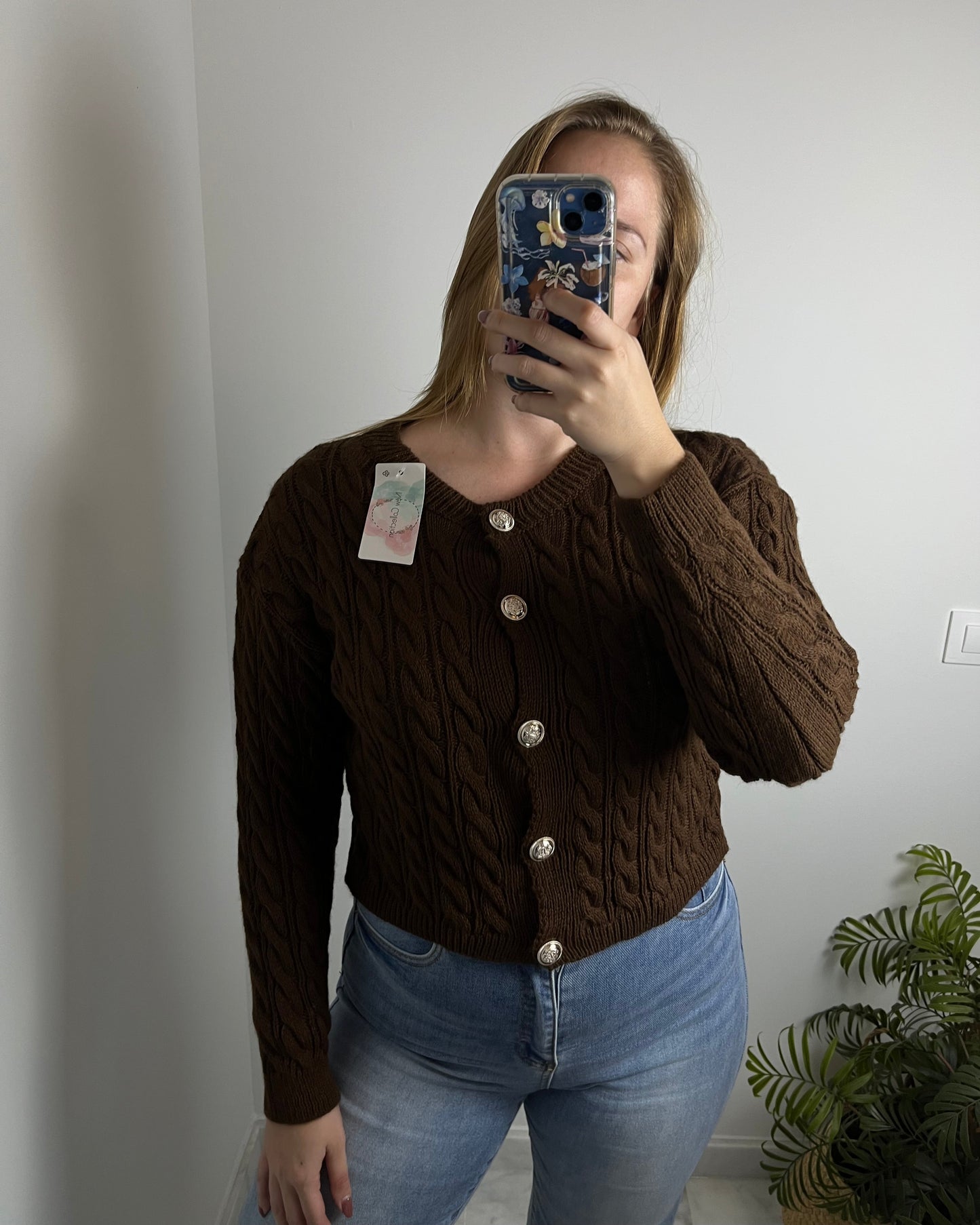 Cárdigan de punto marrón